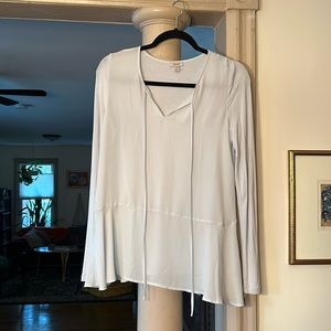 Silky sheer with cotton sleeve top by Tristan